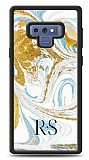 Dafoni Glossy Samsung Galaxy Note 9 Kiiye zel Harfli Simli Gold Mermer Klf
