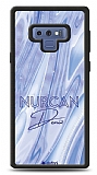 Dafoni Glossy Samsung Galaxy Note 9 Kiiye zel Simli Cornflower Mermer Klf