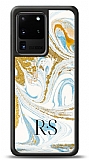Dafoni Glossy Samsung Galaxy S20 Ultra Kiiye zel Harfli Simli Gold Mermer Klf