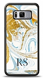 Dafoni Glossy Samsung Galaxy S8 Plus Kiiye zel Harfli Simli Gold Mermer Klf