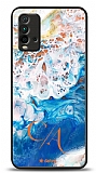 Dafoni Glossy Xiaomi Redmi 9T Kiiye zel ift Harf Simli Okyanus Mermer Klf