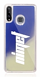 Samsung Galaxy A20S Kiiye zel Neon Kumlu Mavi Silikon Klf