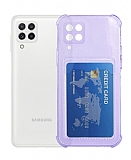 Samsung Galaxy M32 Kartlkl Kamera Korumal effaf Mor Rubber Klf