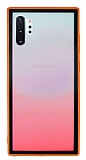 Samsung Galaxy Note 10 Plus Silikon Kenarl Geili Turuncu Rubber Klf