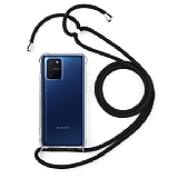Samsung Galaxy S10 Lite Siyah Askl effaf Silikon Klf