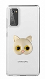 Samsung Galaxy S20 FE Kedi Figrl Telefon Tutuculu Gri Silikon Klf