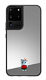 Samsung Galaxy S20 Ultra Kedi Figrl Aynal Silver Rubber Klf