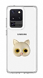 Samsung Galaxy S20 Ultra Kedi Figrl Telefon Tutuculu Gri Silikon Klf