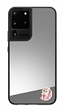Samsung Galaxy S20 Ultra Sevimli Tavan Figrl Aynal Silver Rubber Klf