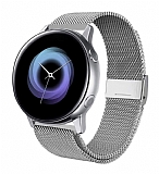 Eiroo Milanese Loop Samsung Galaxy Watch Active 2 Silver Metal Kordon (40 mm)