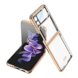 Samsung Galaxy Z Flip 4 Metalik Kenarl Gold Cam Klf