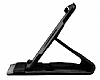iPad Mini 2 / Mini 3 360 Derece Dner Standl Siyah Deri Klf - Resim: 4