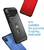 Baseus Card Pocket iPhone X / XS Silikon Kenarl Lacivert Rubber Klf - Resim: 2