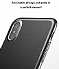 Baseus iPhone X / XS Standl Deri Grnml Siyah Silikon Klf - Resim: 1