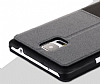 Baseus Samsung Galaxy Note 4 Uyku Modlu Pencereli Siyah Deri Klf - Resim: 4