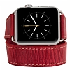 Burkley Apple Watch ift Tur Antique Red Gerek Deri Kordon (38 mm) - Resim: 2