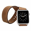 Burkley Apple Watch ift Tur Rustic Brown Gerek Deri Kordon (38 mm) - Resim: 1