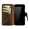 Burkley Wallet iPhone 6 / 6S Standl Kapakl Gerek Deri Antique Coffee Klf - Resim: 1