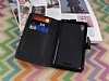 Sony Xperia T3 Czdanl Yan Kapakl Siyah Deri Klf - Resim: 2