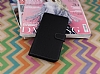 Sony Xperia T3 Czdanl Yan Kapakl Siyah Deri Klf - Resim: 1