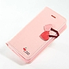 Cherry iPhone SE / 5 / 5S Yan Kapakl Pembe Czdan Klf - Resim: 3