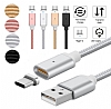 Eiroo Lightning Micro USB Type-C Silver Manyetik Data Kablosu 1m - Resim: 2
