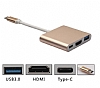 Cortrea USB Type-C HDMI + USB HUB Gold Adaptr - Resim: 3