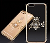 Dafoni Crystal Dream iPhone 6 / 6S Tal Ay Yldz Gold Kenarl Silikon Klf - Resim: 1