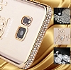 Dafoni Crystal Dream Samsung Galaxy E5 Tal Kalp Rose Gold Kenarl Silikon Klf - Resim: 1