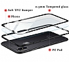 Dafoni Glass Shield iPhone 7 Plus / 8 Plus Siyah Silikon Kenarl Cam Klf - Resim: 3