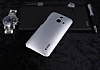 Dafoni HTC One E8 Metallic Thin Silver Rubber Klf - Resim: 1