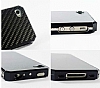 Eiroo iPhone 4 / 4S Karbon Fiber Krmz ereveli Metal Klf - Resim: 5