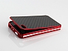 Eiroo iPhone 4 / 4S Karbon Fiber Krmz ereveli Metal Klf - Resim: 4
