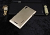 Dafoni Sony Xperia T3 Metallic Thin Gold Rubber Klf - Resim: 1
