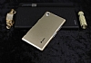 Dafoni Sony Xperia Z1 Metallic Thin Gold Rubber Klf - Resim: 1