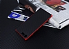 Eiroo Carbon Hybrid Sony Xperia XZ Premium Krmz Kenarl Karbon Siyah Silikon Klf - Resim: 1