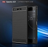 Eiroo Carbon Shield Sony Xperia XZ1 Sper Koruma Lacivert Klf - Resim: 2