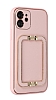 Eiroo Chic Stand iPhone 12 Pro 6.1 in Deri Pembe Rubber Klf - Resim: 3