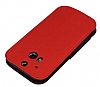 Eiroo Clasps HTC One M8 Standl Pencereli Krmz Deri Klf - Resim: 4