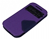 Eiroo Clasps HTC One M8 Standl Pencereli Mor Deri Klf - Resim: 4