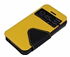 Eiroo Clasps iPhone 4 / 4S Standl Pencereli Sar Deri Klf - Resim: 3