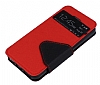 Eiroo Clasps iPhone SE / 5 / 5S Standl Pencereli Krmz Deri Klf - Resim: 2