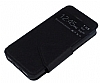 Eiroo Clasps iPhone SE / 5 / 5S Standl Pencereli Siyah Deri Klf - Resim: 2
