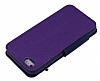 Eiroo Clasps iPhone SE / 5 / 5S Standl Pencereli Mor Deri Klf - Resim: 3