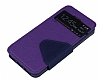 Eiroo Clasps iPhone SE / 5 / 5S Standl Pencereli Mor Deri Klf - Resim: 2