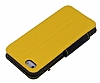 Eiroo Clasps iPhone SE / 5 / 5S Standl Pencereli Sar Deri Klf - Resim: 3