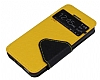 Eiroo Clasps iPhone SE / 5 / 5S Standl Pencereli Sar Deri Klf - Resim: 2