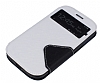 Eiroo Clasps Samsung Galaxy Grand Standl Pencereli Beyaz Deri Klf - Resim: 2