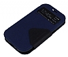 Eiroo Clasps Samsung Galaxy S3 / S3 Neo Standl Pencereli Lacivert Deri Klf - Resim: 3