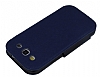 Eiroo Clasps Samsung Galaxy S3 / S3 Neo Standl Pencereli Lacivert Deri Klf - Resim: 4